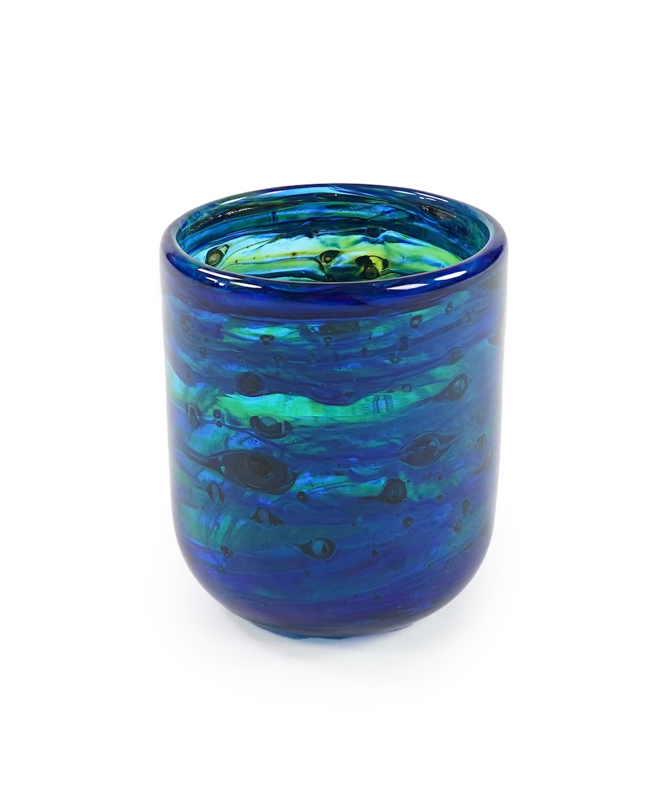 Michael Harris (1933-1994) for Isle of Wight Glass Studio: A blue glass vase